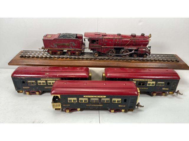 IVES 489R PREWAR O BLACK DIAMOND SET W/1122 LOCO, 141, 141, 142 PASSENGER CARS