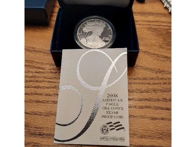 2008 SILVER EAGLE IN HOLDER PF