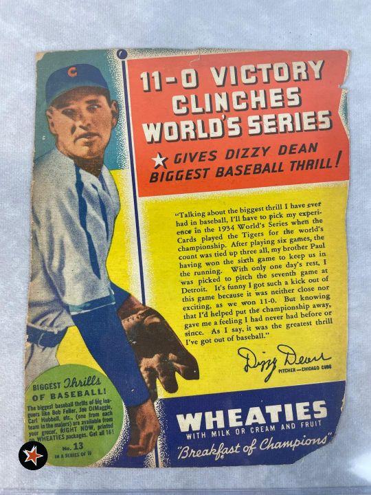 1936 Dizzy Dean Wheaties Panel