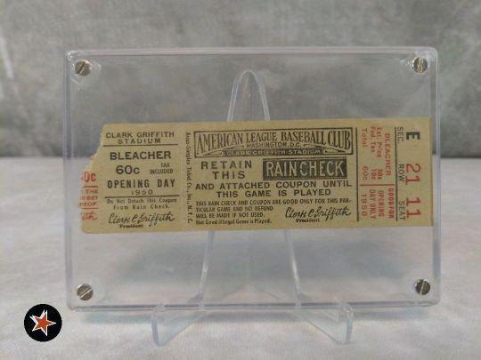 1950 Washington Senators Opening Day Ticket Stub