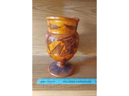 WOODEN CARVED PITCHER