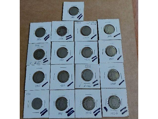 17 DIFFERENT V-NICKELS G-F