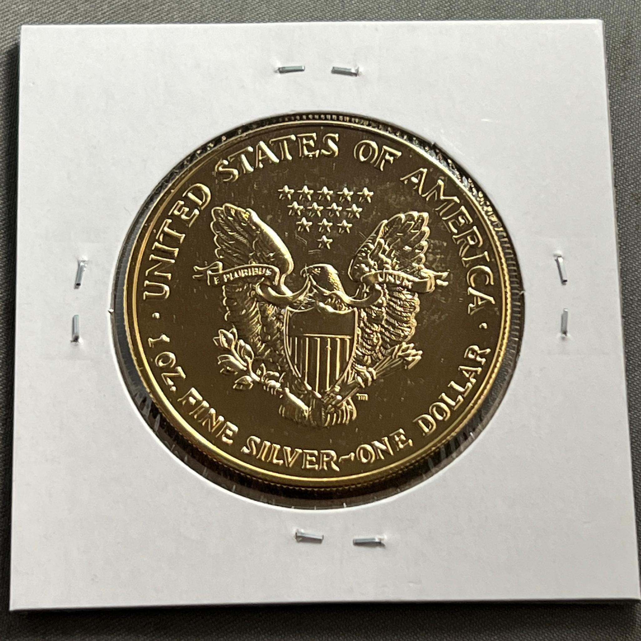 Gold Plated 2006 US Silver Eagle, .999 fine silver, UNC