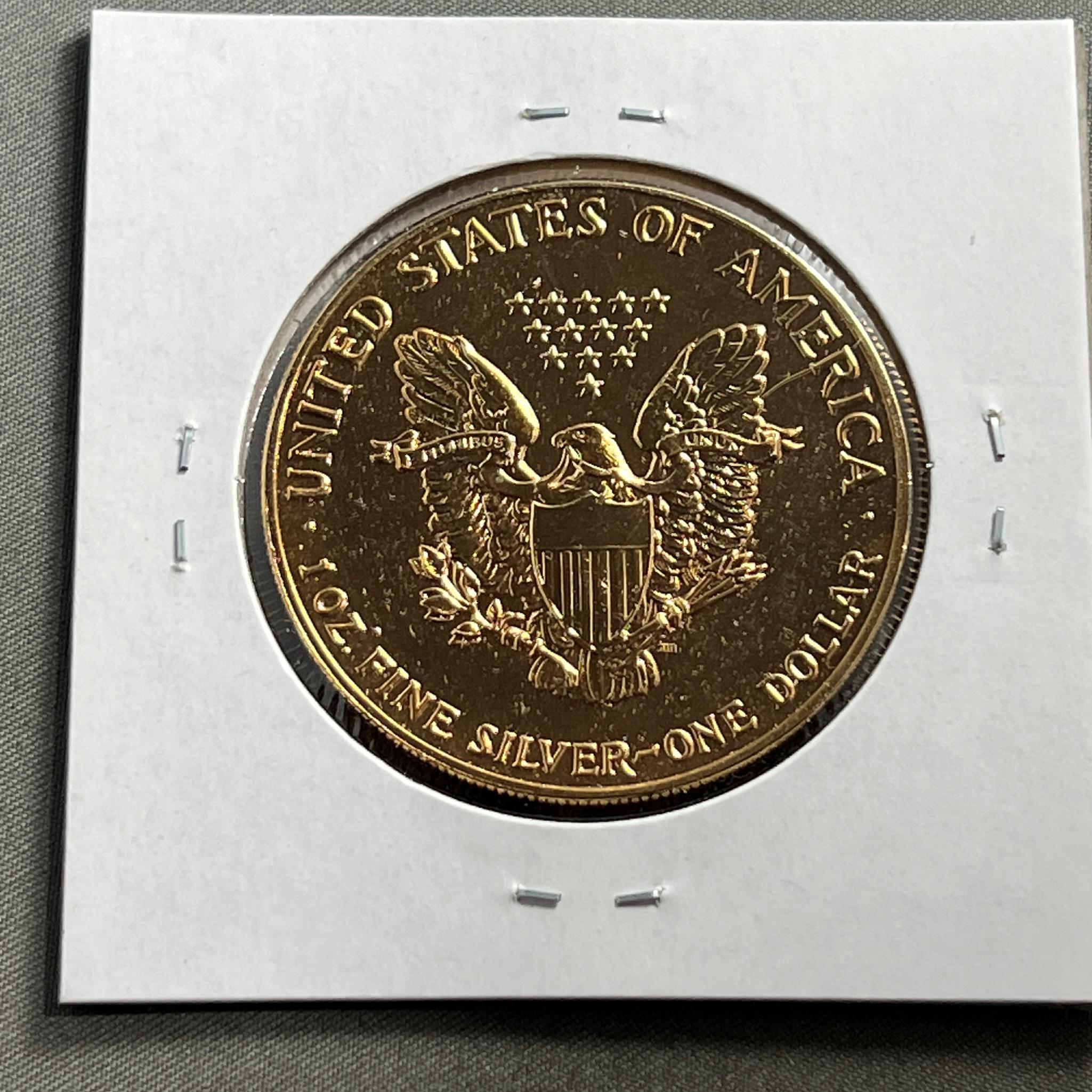 Gold Plated 1988 US Silver Eagle, .999 fine silver, UNC