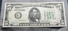 1934 A Green Seal $5.00 Federal Reserve Note