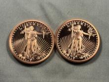 2- One Troy Ounce Copper Rounds, sells times the money