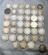 COLLECTION STARTER of 40 Barber Dimes, see list below