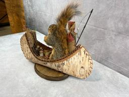 Stunning Brand New Fox Squirrel/ Birch Bark Canoe/ Wilderness Supplies