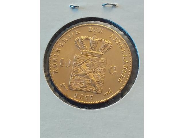 1877 NETHERLANDS 10-GULDEN GOLD PIECE BU