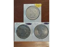 1922,23,24 PEACE DOLLARS UNC