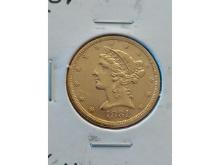 1881S $5. LIBERTY HEAD GOLD PIECE UNC