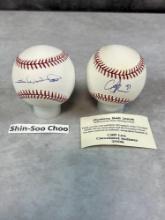 (2) Indians Signed Balls - Lee, Choo