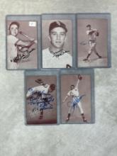 (5) Signed Exhibit Cards - Zarilla, Mele, Evers, Coleman & Raschi