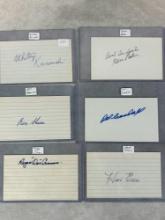 (6) Signed 3 x 5 Index Cards - Kurowski, Skowron, Baker, Crandall, Evers and Cramer