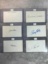 (6) Signed 3 x 5 Index Cards - Moon, Furillo, Craig, Nicholson, Lohrke, and Jurges