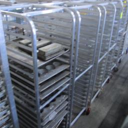 aluminum cooling racks w/ assorted sheet pans & muffin pans