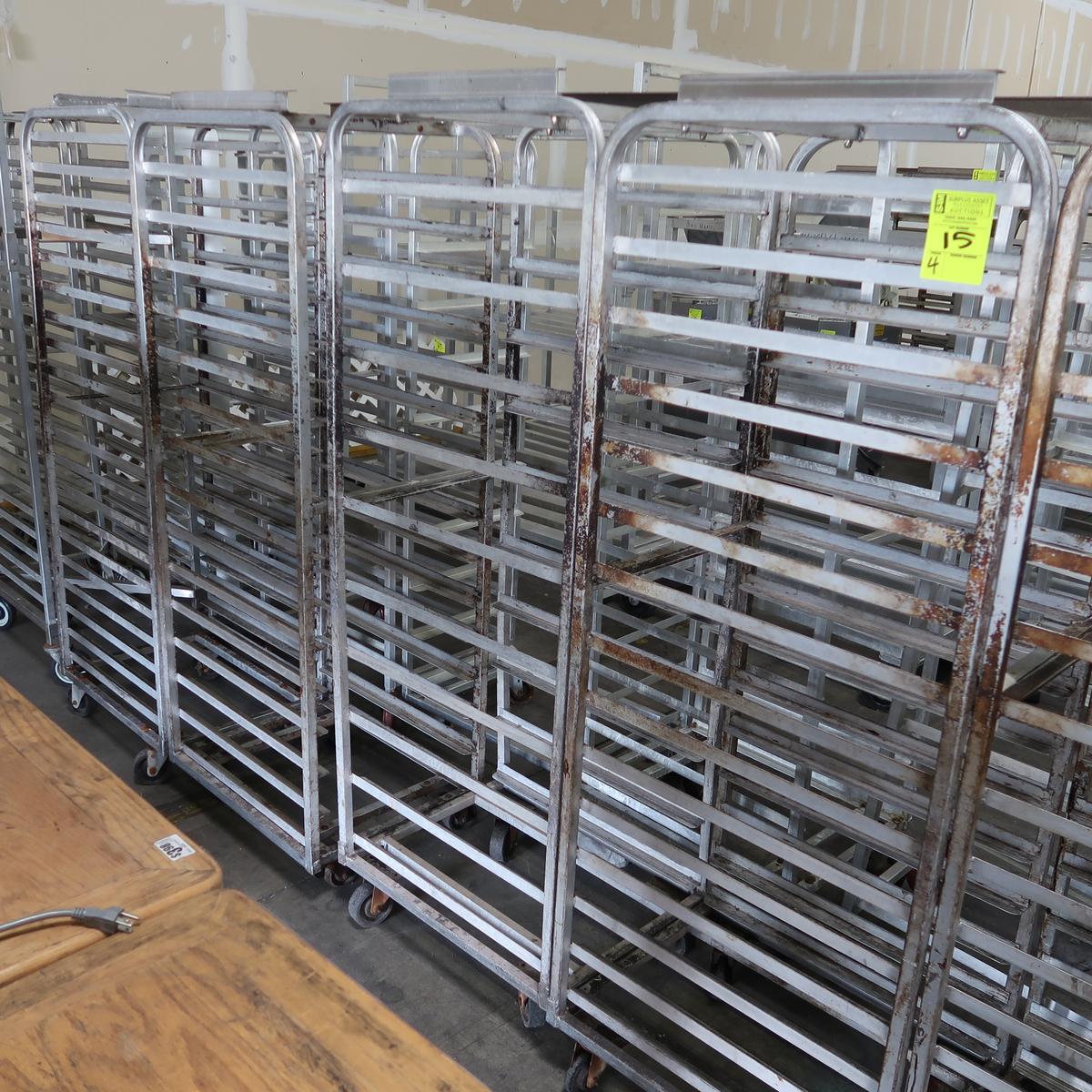 aluminum oven racks, on casters