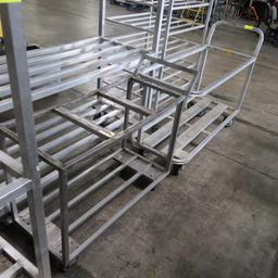 stocking cart frames, missing tops, 1) stainless & 1) aluminum