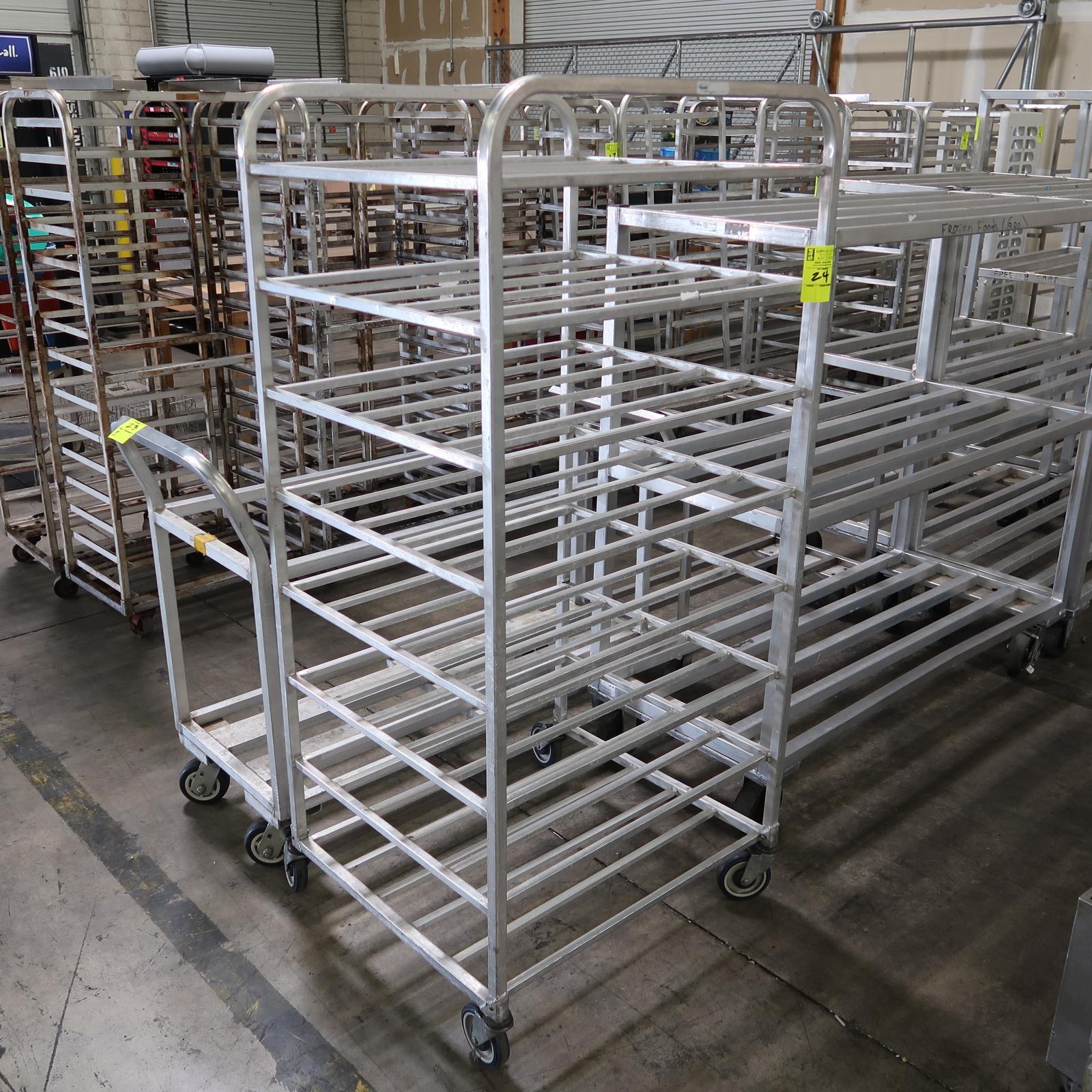 aluminum tray rack, on casters