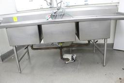 Three Compartment Sink. 103x33x42"