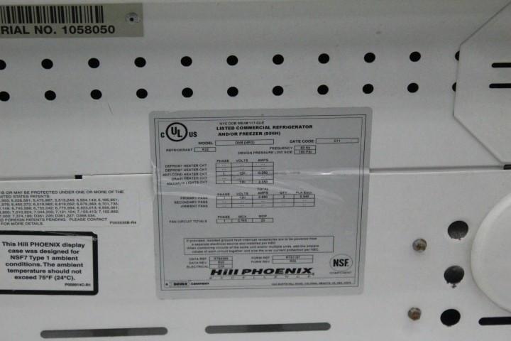 16ft Run Of 2011 Hill Phoenix Single Deck Meat Cases. Remote Cooled, 120 Volt, R22 - Model #  OM8 -