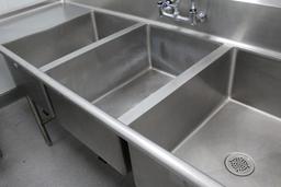 Three Compartment Sink. 103x33x42"