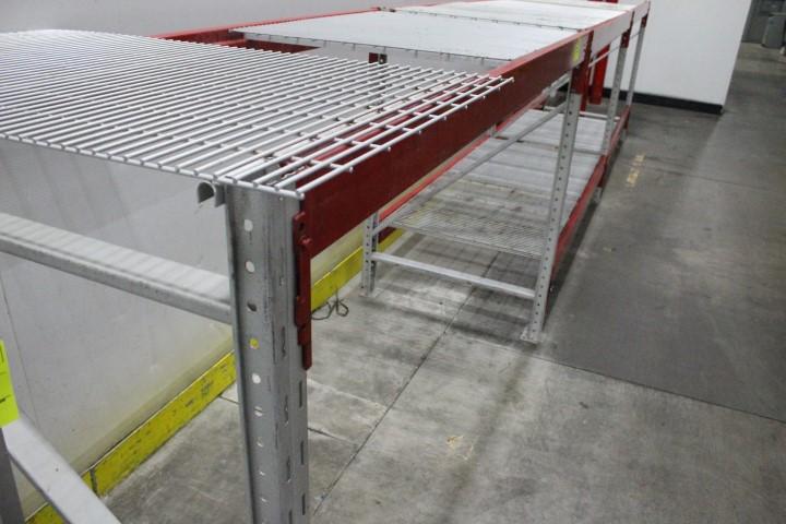 Pallet Racking. 4 Sections, (3) 90" Beams, 60x40" Uprights, (1) 102" Beams, 14'x44" Uprights