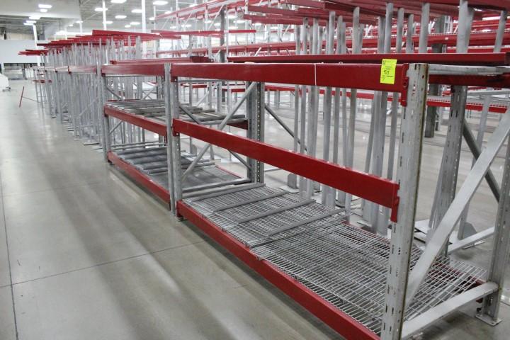 Pallet Racking W/ T Poles. 7 Sections, 102" Beams, 60x40" Uprights