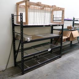 warehouse shelving, 5) sections, w/ contents