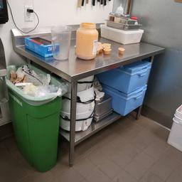 stainless table w/ backsplash & undershelf