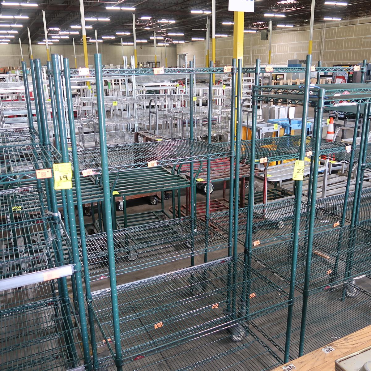 Metro wire shelving units, on casters