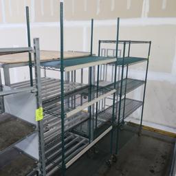 wire shelving units, on casters