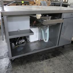 stainless demo cart w/ handsink, water heater, reservoir & sump,