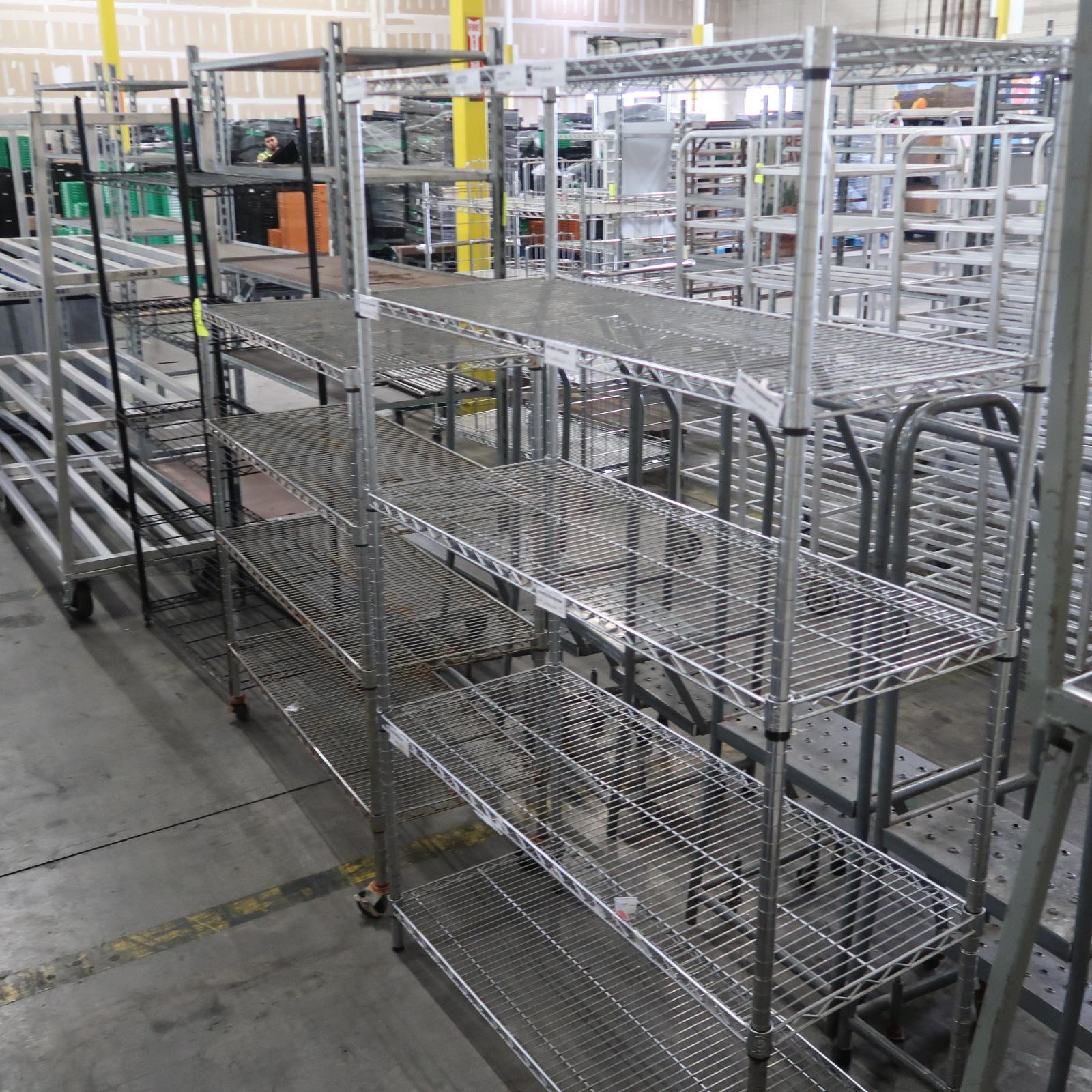 wire shelving units, assorted sizes