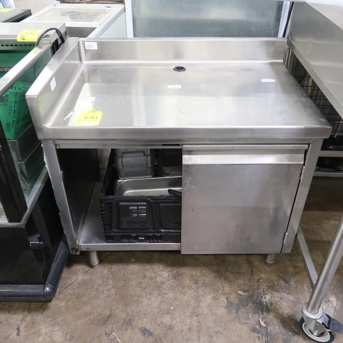 stainless cabinet w/ work top, back & L sidesplash