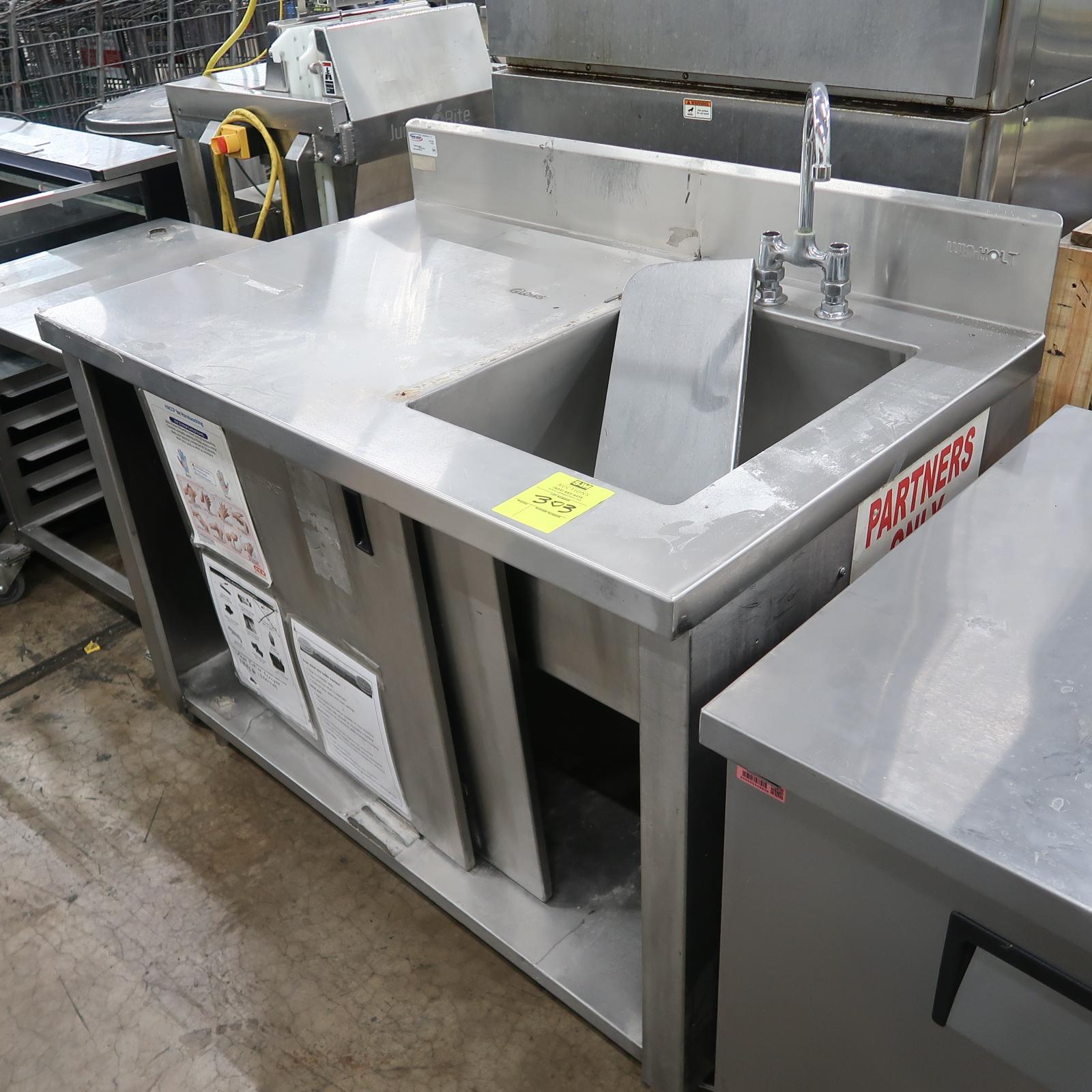 stainless table w/ sink & cabinets under