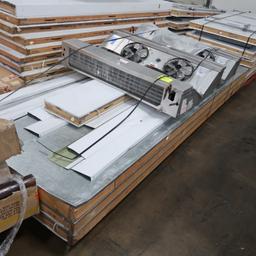 pallet of walk-in panels w/ 3) refrigeration coils