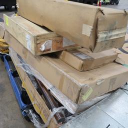 pallet of misc: lawn & garden furniture, display racks,