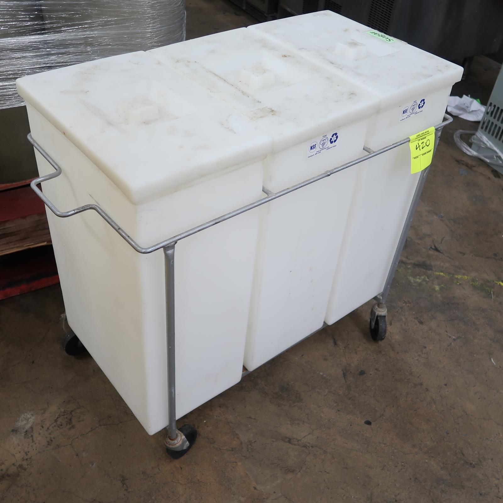 ingredients bin on casters, 3 compartment