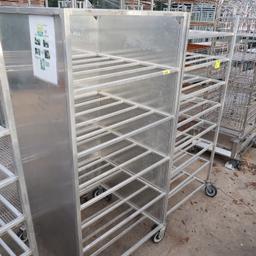 aluminum tray racks, 1) w/ 3 sides