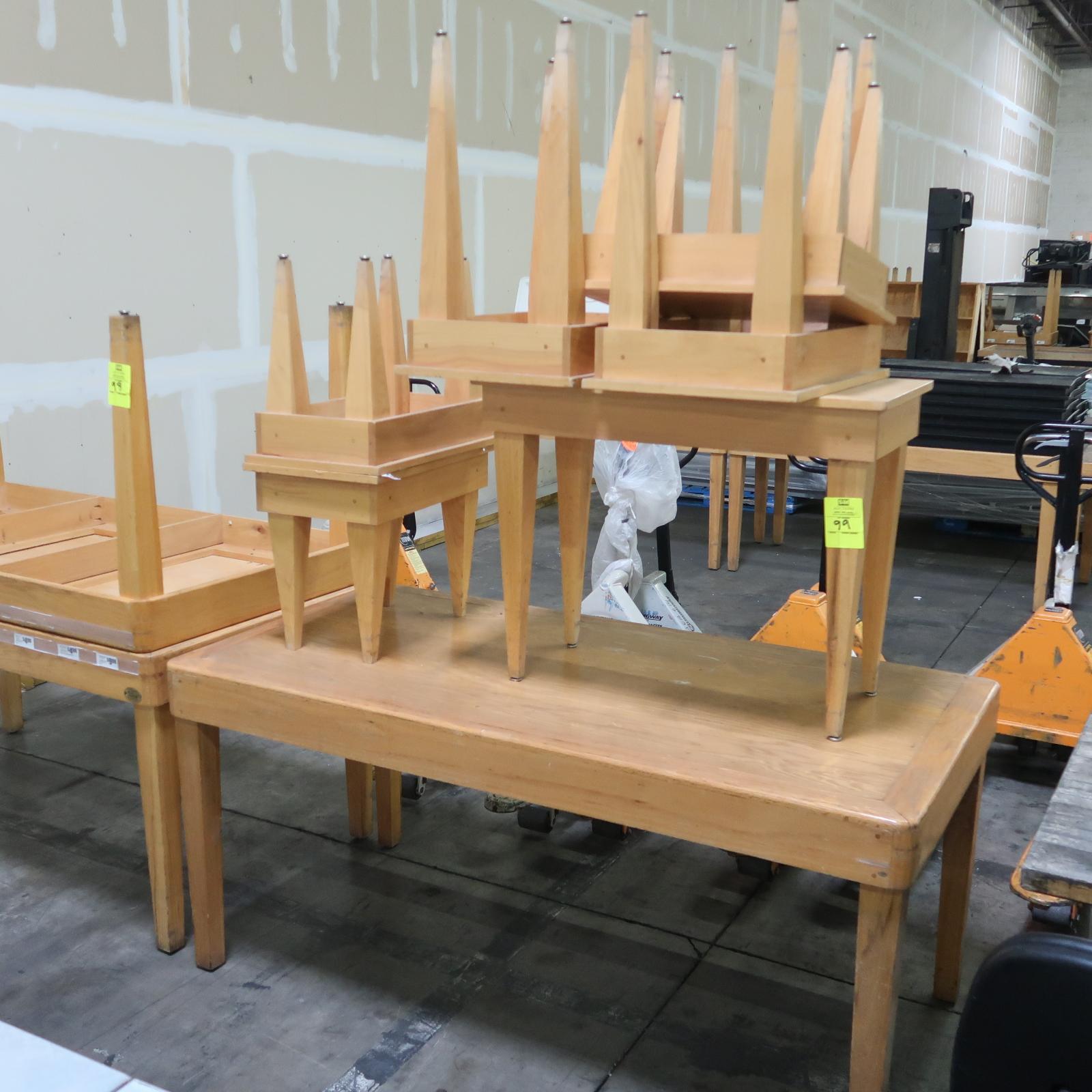 wooden tables, assorted sizes