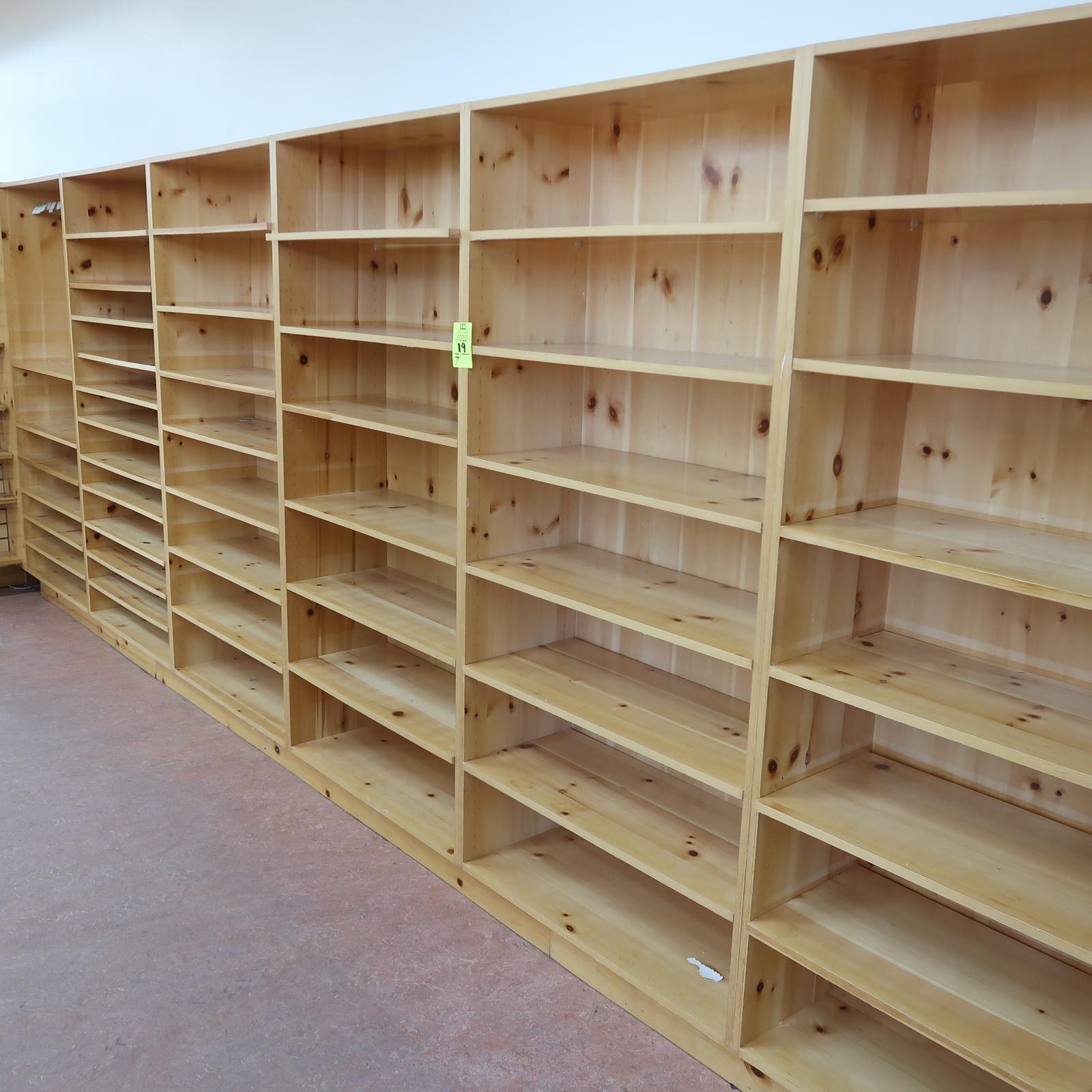 wooden shelving units