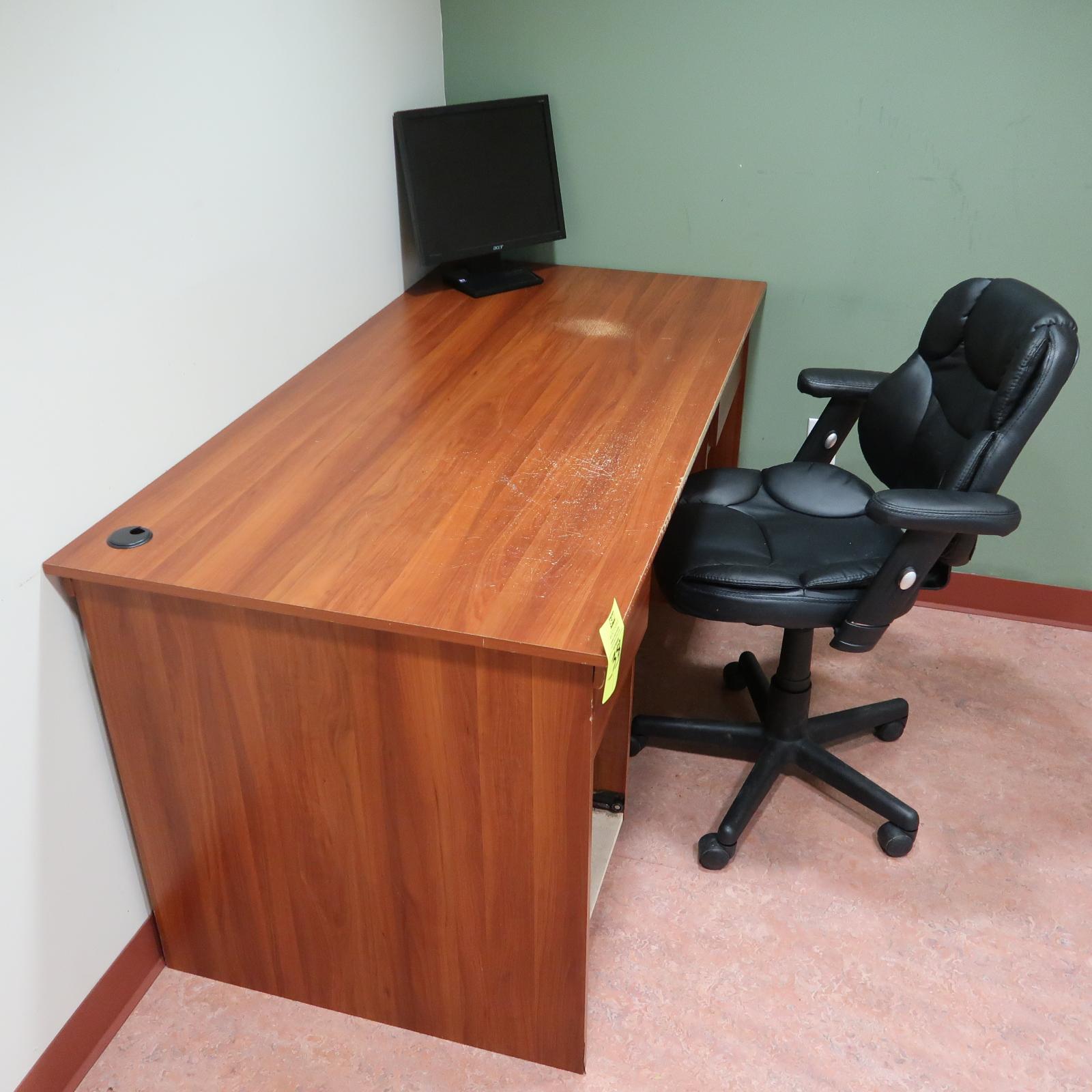 desk, chair, & monitor