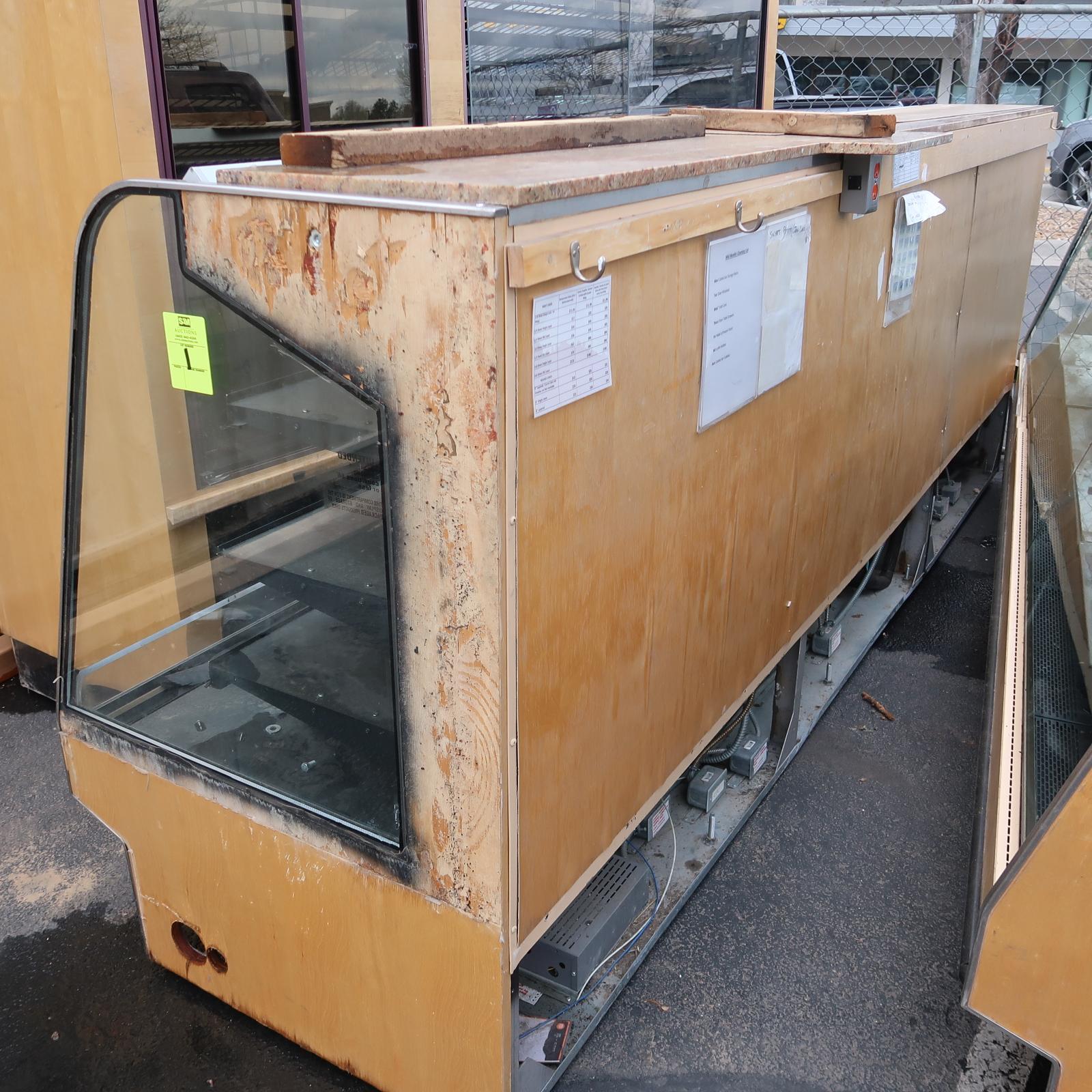 2004 Barker 12' open front bakery case, w/ night curtains