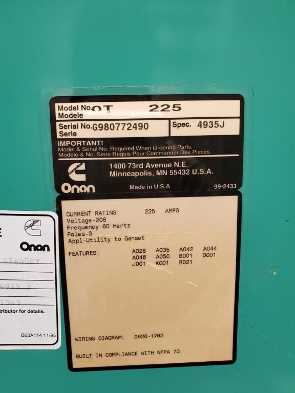 Onan by GenSet Generator with Cummins Engine