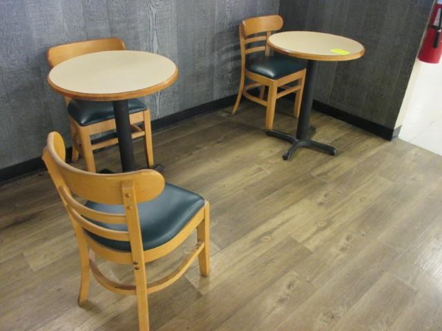 Group Of Tables, Chairs, Trash Can Enclosure