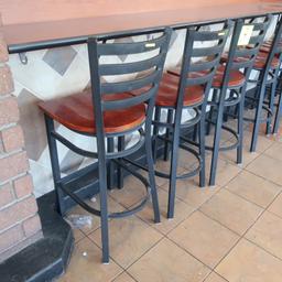 stools, steel frame w/wooden seats, bar-height