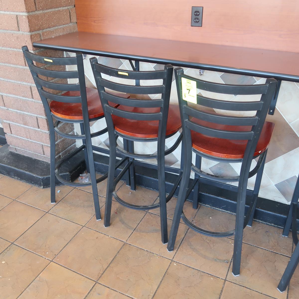 stools, steel frame w/wooden seats, bar-height