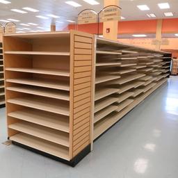 Lozier gondola shelving, 36' run + 4' endcap