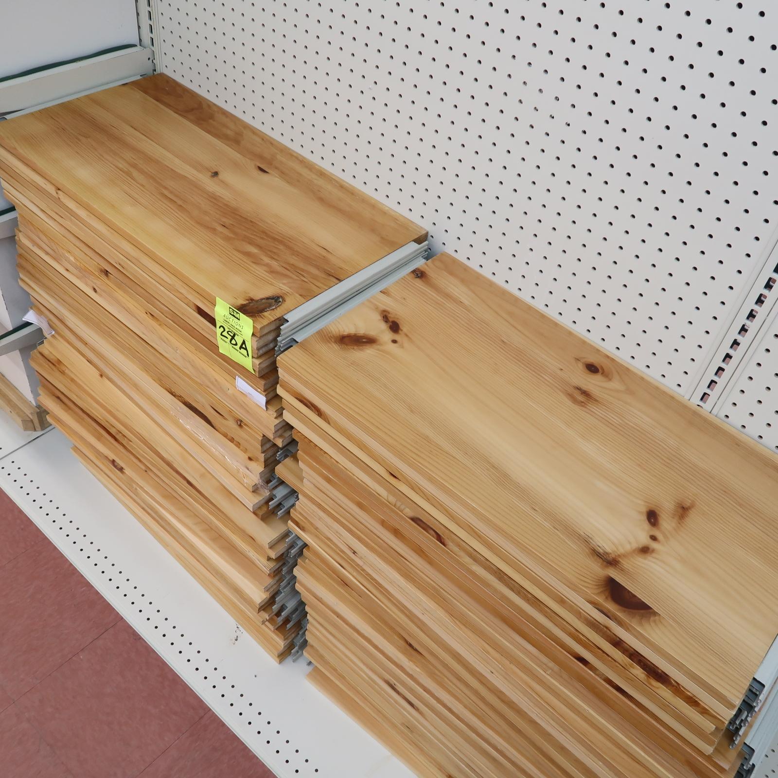 stack of pine shelving